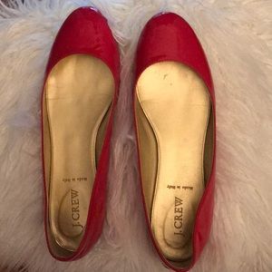 J Crew Shiny Red Ballet Flats